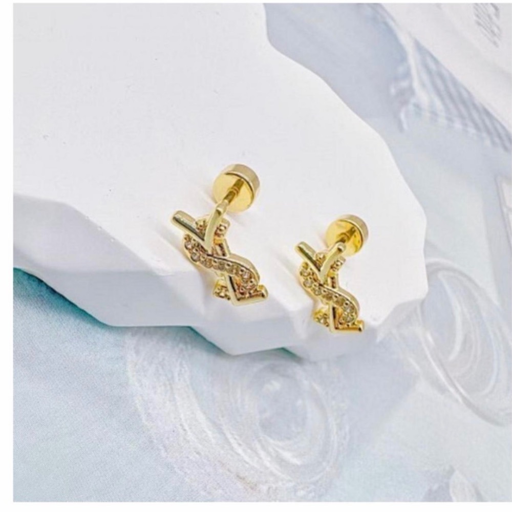 Ysl gold stainless steel Stud Earrings
